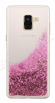 Samsung Galaxy A8 2018 Simli Sulu Pembe Rubber Klf