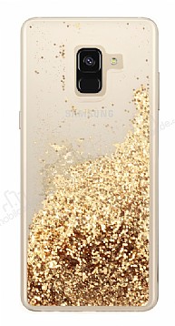 Samsung Galaxy A8 2018 Simli Sulu Gold Rubber Klf