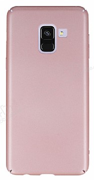 Samsung Galaxy A8 2018 Tam Kenar Koruma Rose Gold Rubber Klf