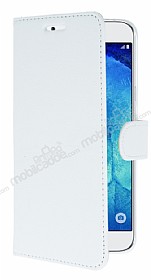 Samsung Galaxy A8 Czdanl Yan Kapakl Beyaz Deri Klf