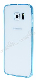 Eiroo Samsung Galaxy S6 Edge Mavi Silikon Kenarl Kristal Klf
