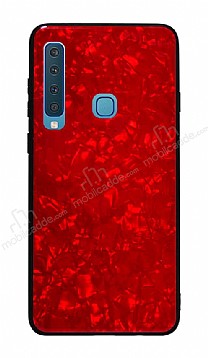 Samsung Galaxy A9 2018 Desenli Silikon Kenarl Krmz Rubber Klf
