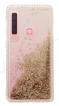 Samsung Galaxy A9 2018 Simli Sulu Gold Rubber Klf