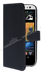 HTC Desire 616 Czdanl Yan Kapakl Siyah Deri Klf