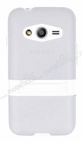 Samsung Galaxy Ace 4 Standl effaf Beyaz Silikon Klf