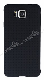 Samsung Galaxy Alpha Nokta Desenli Mat Siyah Silikon Klf
