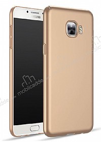 Samsung Galaxy C5 Tam Kenar Koruma Gold Rubber Klf