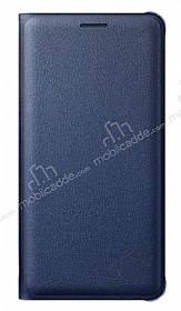 Samsung Galaxy C7 SM-C7000 Czdanl Yan Kapakl Lacivert Deri Klf