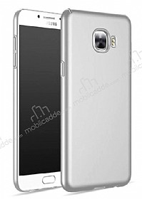 Samsung Galaxy C7 SM-C7000 Tam Kenar Koruma Silver Rubber Klf