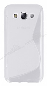 Samsung Galaxy E5 Desenli effaf Beyaz Silikon Klf