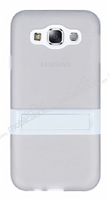 Samsung Galaxy E5 Standl effaf Beyaz Silikon Klf