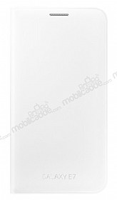 Samsung Galaxy E7 Orjinal Flip Wallet Beyaz Klf