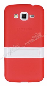 Samsung Galaxy Grand 2 Standl effaf Krmz Silikon Klf