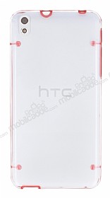 HTC Desire 816 Pembe Silikon Kenarl effaf Rubber Klf