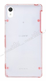 Sony Xperia Z2 Pembe Silikon Kenarl effaf Rubber Klf