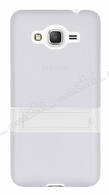 Samsung Galaxy Grand Prime / Prime Plus Standl effaf Beyaz Silikon Klf