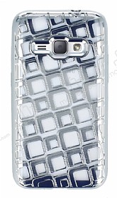 Samsung Galaxy J1 2016 Kare Desenli Silver Silikon Klf