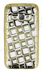 Samsung Galaxy J1 2016 Kare Desenli Gold Silikon Klf