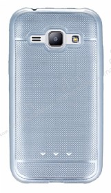Samsung Galaxy J1 Metalik Noktal Silver Silikon Klf