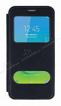 Samsung Galaxy J2 Core ift Pencereli Kapakl Siyah Klf