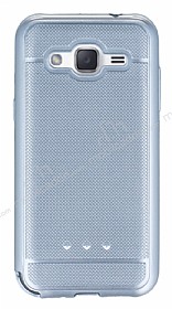 Samsung Galaxy J2 Metalik Noktal Silver Silikon Klf