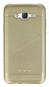 Samsung Galaxy J7 Metalik Noktal Gold Silikon Klf