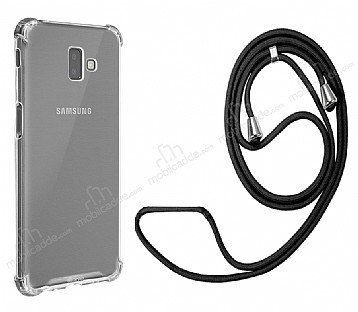 Samsung Galaxy J6 Plus Askl effaf Siyah Silikon Klf