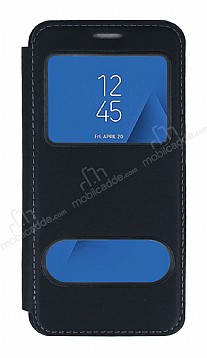 Samsung Galaxy J4 Plus ift Pencereli Kapakl Siyah Klf