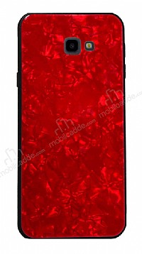 Samsung Galaxy J4 Plus Desenli Silikon Kenarl Krmz Rubber Klf