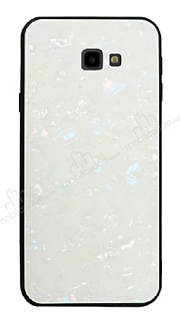 Samsung Galaxy J4 Plus Desenli Silikon Kenarl Beyaz Rubber Klf