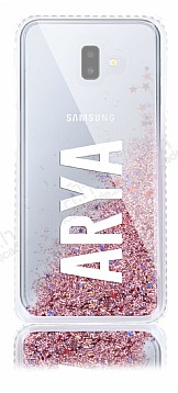 Samsung Galaxy J4 Plus Kiiye zel Simli Sulu Rose Gold Rubber Klf