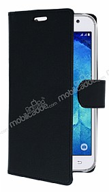 Samsung Galaxy J5 Czdanl Yan Kapakl Siyah Deri Klf