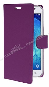 Samsung Galaxy J5 Czdanl Yan Kapakl Mor Deri Klf