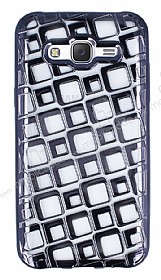 Samsung Galaxy J5 Kare Desenli Siyah Silikon Klf