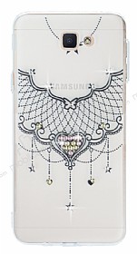 Samsung Galaxy J5 Prime Pembe Tal Kalp effaf Silikon Klf