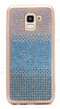 Samsung Galaxy J6 Tal Geili Mavi Silikon Klf