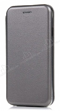 Samsung Galaxy J7 Max Curve Manyetik Kapakl Silver Deri Klf