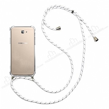 Samsung Galaxy J7 Prime / J7 Prime 2 Beyaz izgili Askl effaf Silikon Klf