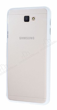 Samsung Galaxy J7 Prime / J7 Prime 2 Metal Tulu Beyaz Silikon Kenarl effaf Klf