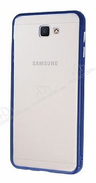 Samsung Galaxy J7 Prime / J7 Prime 2 Metal Tulu Lacivert Silikon Kenarl effaf Klf
