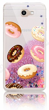 Samsung Galaxy J7 Prime / J7 Prime 2 Simli Sulu Donut Resimli Pembe Silikon Klf