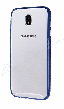 Samsung Galaxy J7 Pro 2017 Metal Tulu Lacivert Silikon Kenarl effaf Klf