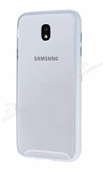 Samsung Galaxy J7 Pro 2017 Metal Tulu Beyaz Silikon Kenarl effaf Klf