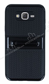 Samsung Galaxy J7 / Galaxy J7 Core Standl izgili Siyah Silikon Klf