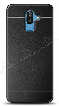 Samsung Galaxy J8 Metal Siyah eritli Rubber Klf