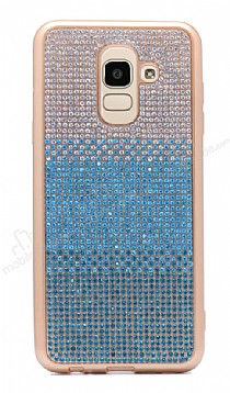 Samsung Galaxy J8 Tal Geili Mavi Silikon Klf