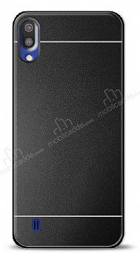 Samsung Galaxy M10 Metal Siyah eritli Rubber Klf