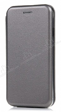 Samsung Galaxy M11 Curve Manyetik Kapakl Silver Deri Klf