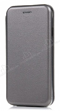 Samsung Galaxy M30S Curve Manyetik Kapakl Silver Deri Klf
