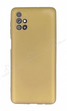 Samsung Galaxy M51 Kamera Korumal Gold Silikon Klf